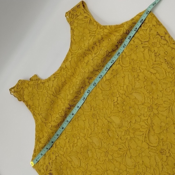 Charming Charlie Yellow Lace Overlay Sleeveless Shift Dress Size XL - Picture 5 of 7
